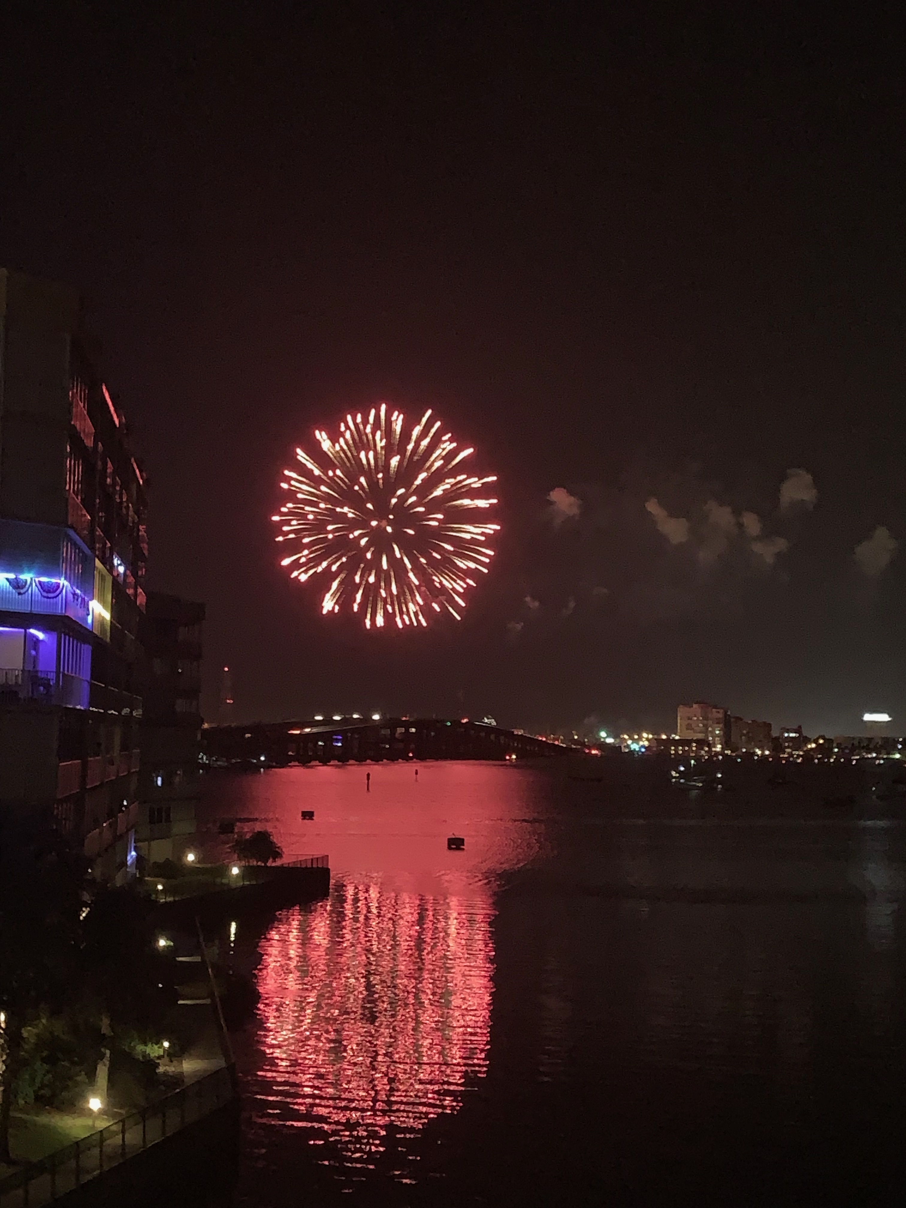 Fireworks over Cocoa Village July 4th 2019 taken by Bldg 480 resident GM (iPhone XS Max)